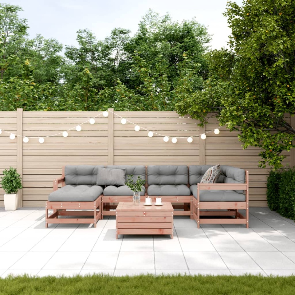 Set mobilier de grădină cu perne, 7 piese, lemn masiv douglas - 2 | YEO