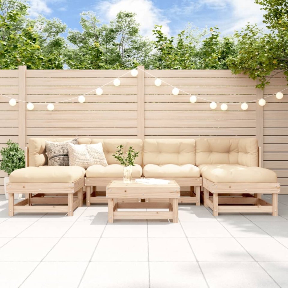 Set mobilier de grădină cu perne, 7 piese, lemn masiv
