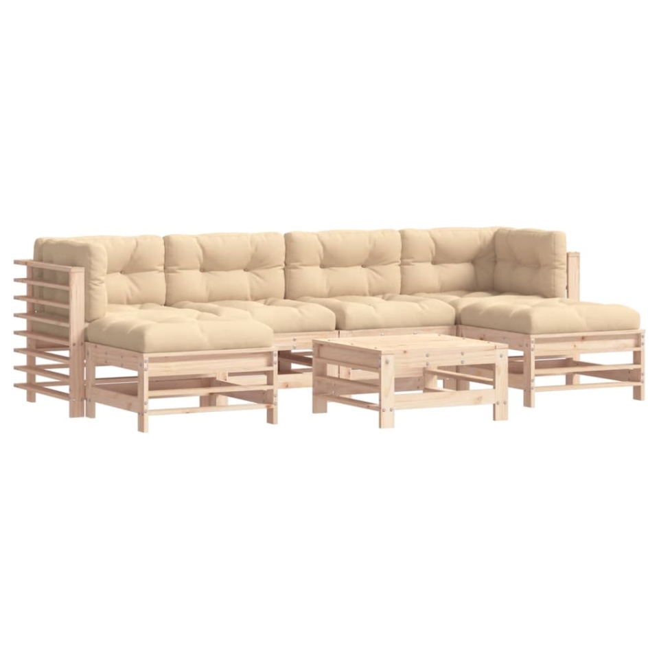 Set mobilier de grădină cu perne, 7 piese, lemn masiv - 1 | YEO