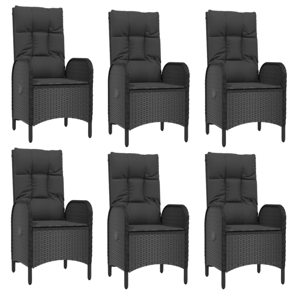 Set mobilier de grădină cu perne, 7 piese, negru/gri, poliratan - 3 | YEO