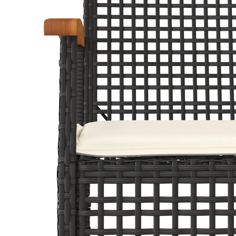Set mobilier de grădină cu perne, 7 piese, negru, poliratan - 3 | YEO