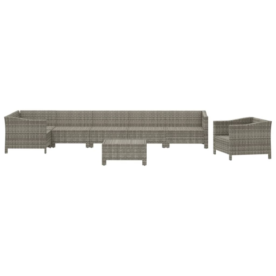 Set mobilier de grădină cu perne, 8 piese, gri, poliratan - 3 | YEO