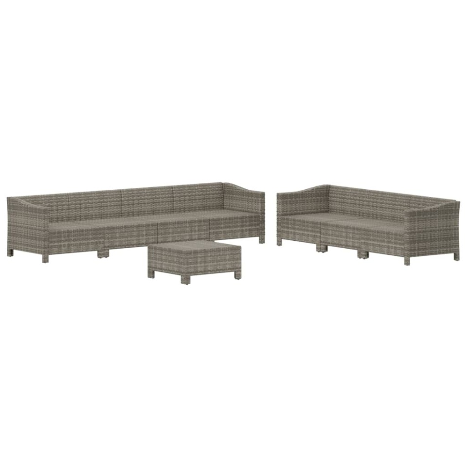 Set mobilier de grădină cu perne, 8 piese, gri, poliratan - 3 | YEO