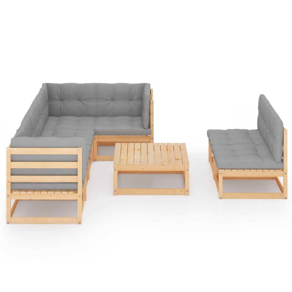 Set mobilier de grădină cu perne, 8 piese, lemn masiv de pin - 2 | YEO