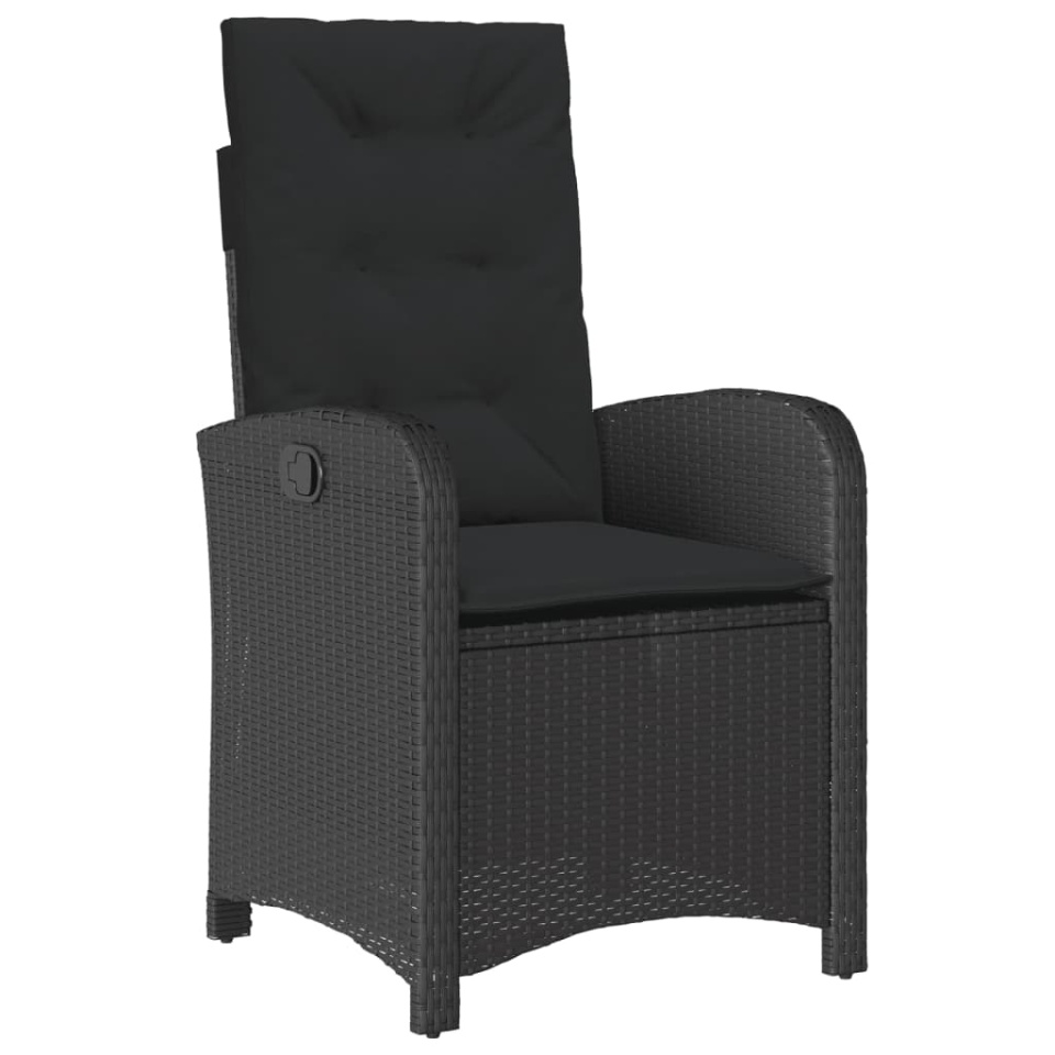 Set mobilier de grădină cu perne, 9 piese, negru, poliratan - 2 | YEO