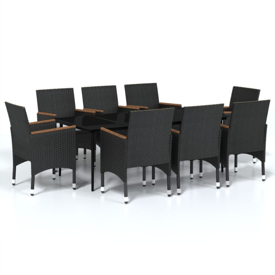 Set mobilier de grădină cu perne, 9 piese, negru - 1 | YEO