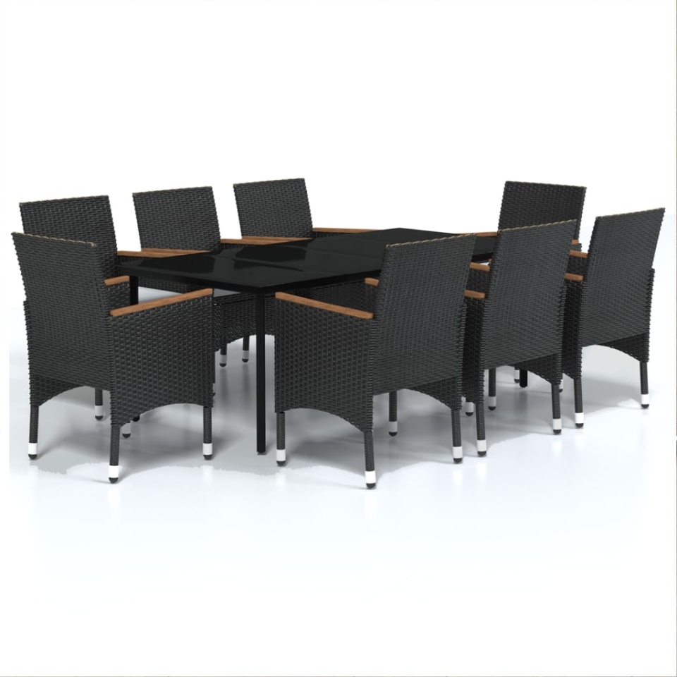 Set mobilier de grădină cu perne, 9 piese, negru - 1 | YEO