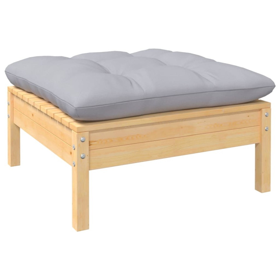 Set mobilier de grădină cu perne gri, 8 piese, lemn masiv pin - 3 | YEO