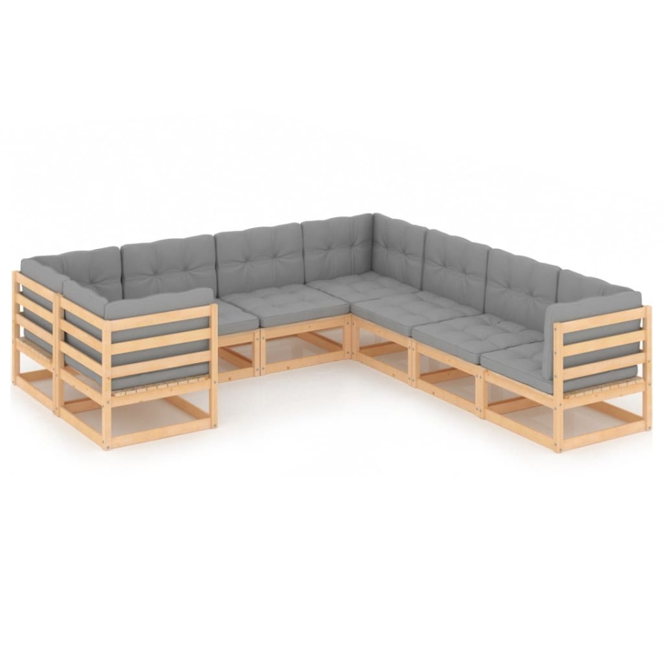 Set mobilier de grădină din 8 piese, lemn masiv de pin - 1 | YEO