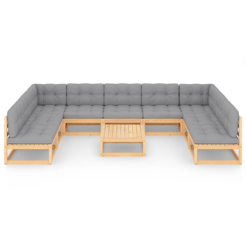 Set mobilier grădină cu perne, 10 piese, lemn masiv de pin - 2 | YEO