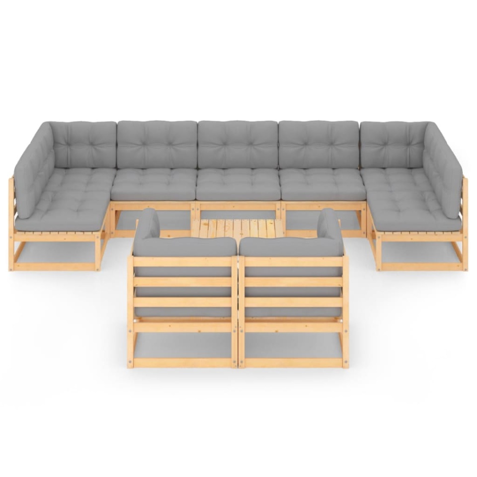 Set mobilier grădină cu perne, 10 piese, lemn masiv de pin - 2 | YEO