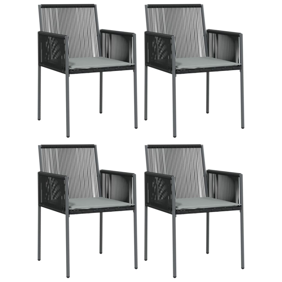 Set mobilier grădină cu perne, 5 piese, negru, poliratan & oțel - 3 | YEO