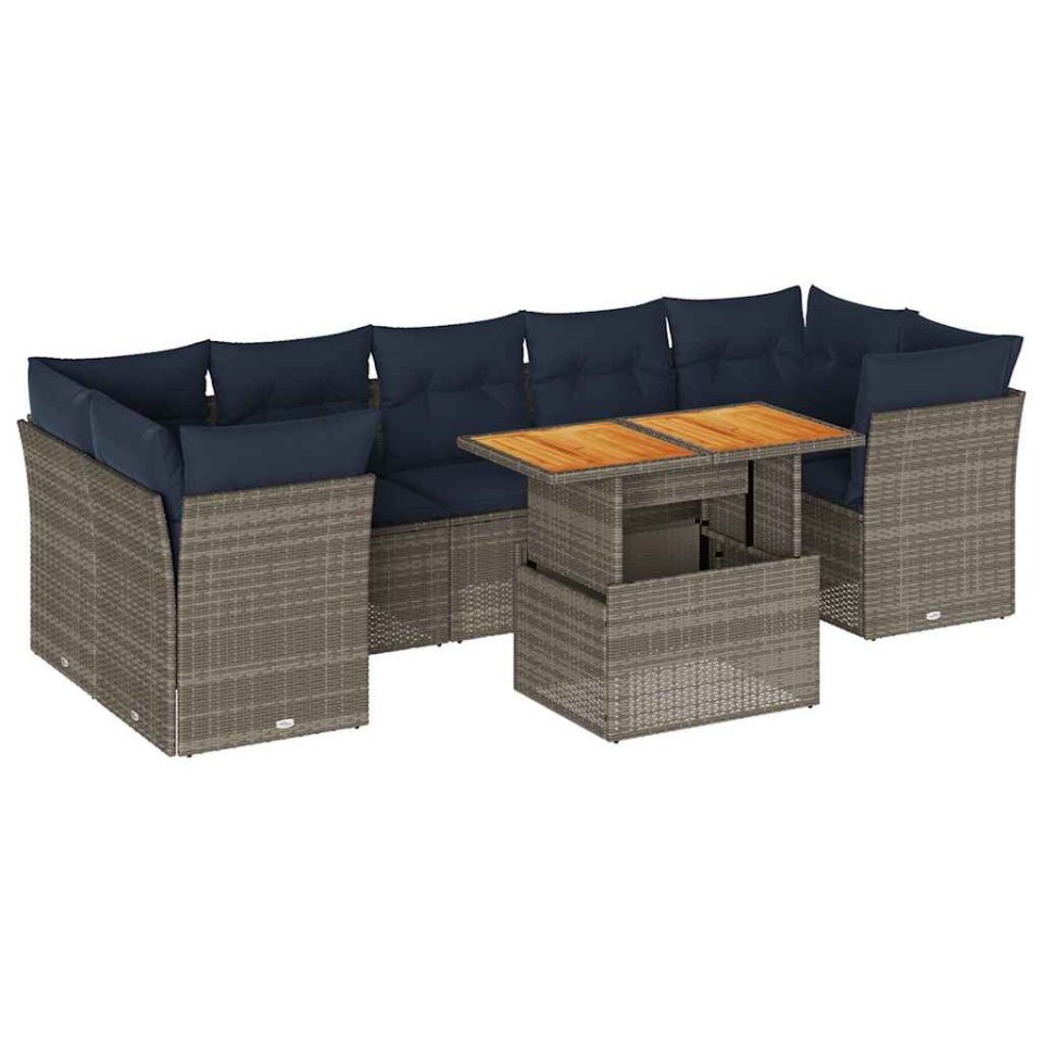 Set mobilier grădină cu perne, 6 piese, gri, poliratan - 1 | YEO