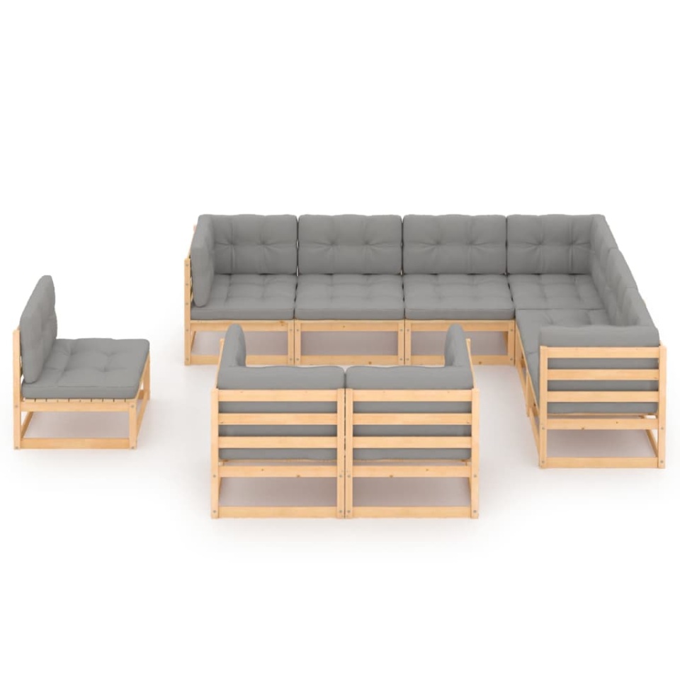 Set mobilier grădină cu perne, 9 piese, lemn masiv de pin - 1 | YEO