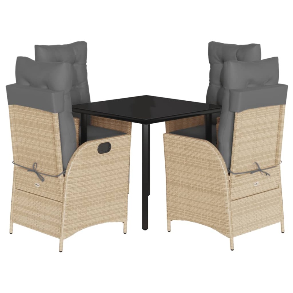 Set mobilier pentru grădină, 5 piese, cu perne, bej, poliratan - 1 | YEO