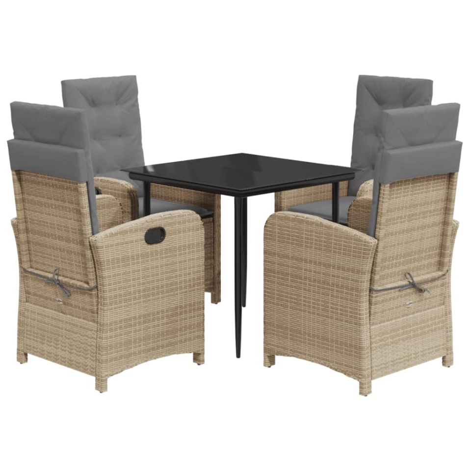 Set mobilier pentru grădină, 5 piese, cu perne, bej, poliratan - 1 | YEO