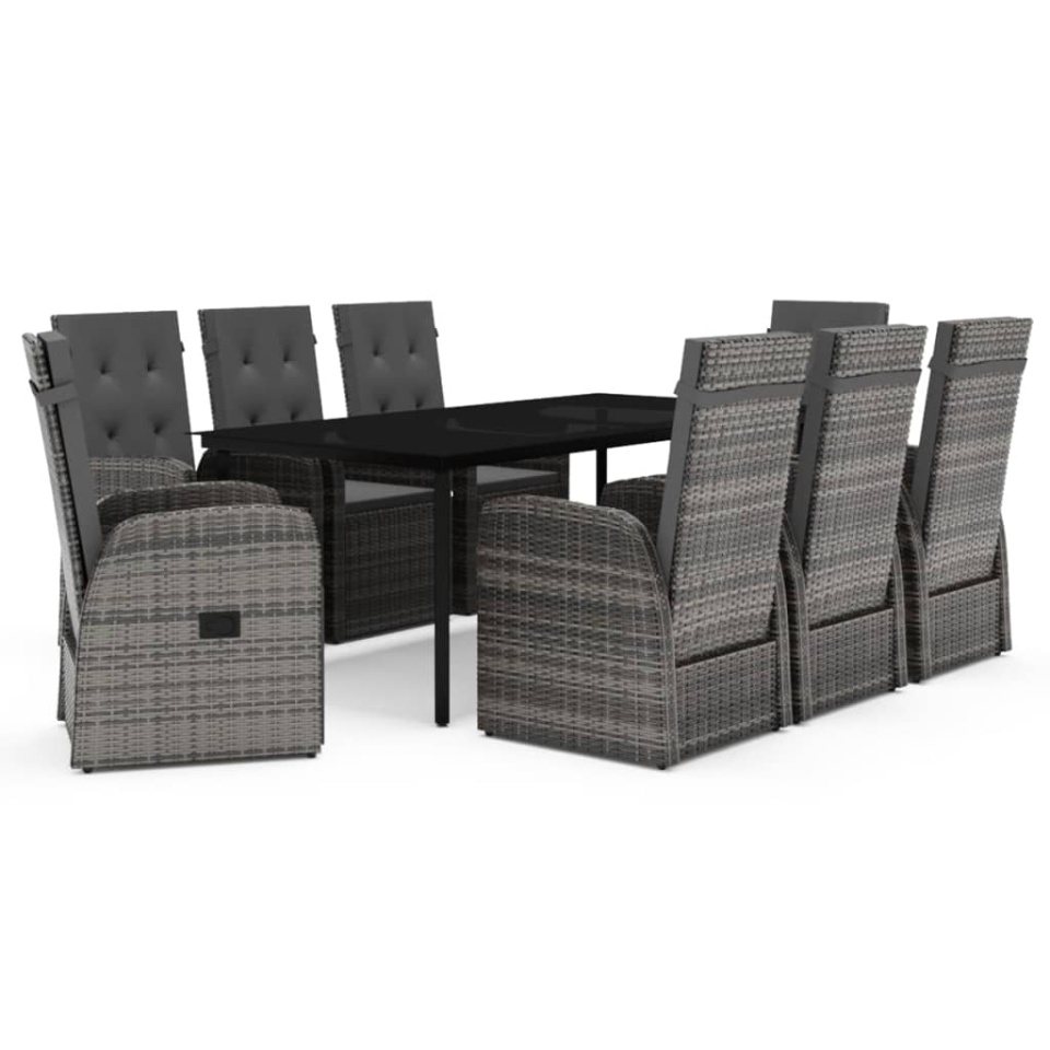 Set mobilier pentru grădină, 9 piese, gri - 1 | YEO