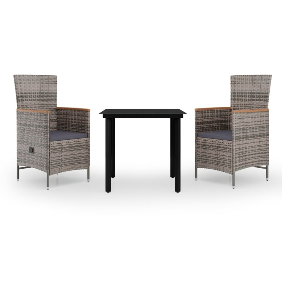 Set mobilier pentru grădină, cu perne, 3 piese, gri - 1 | YEO
