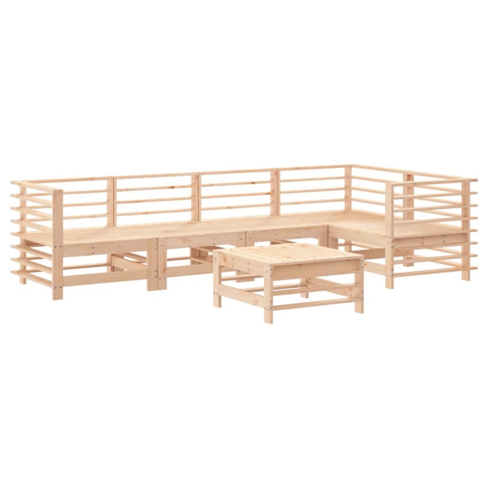 Set mobilier relaxare de grădină & perne 6 piese lemn masiv pin - 2 | YEO