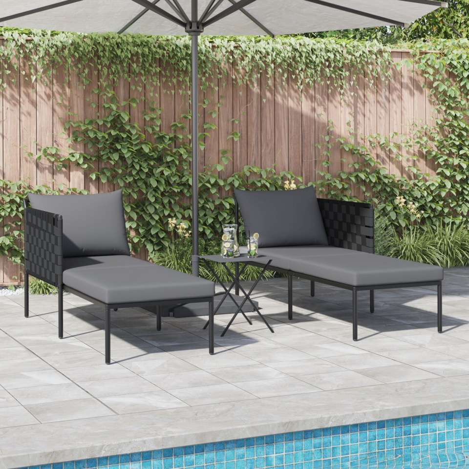 Șezlong cu perne pentru 2 persoane antracit 115x153x69,5 cm oțel - 2 | YEO