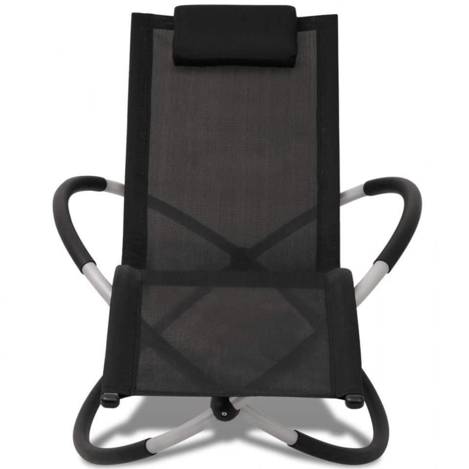 Șezlong de plajă geometric, negru și gri, oțel - 2 | YEO