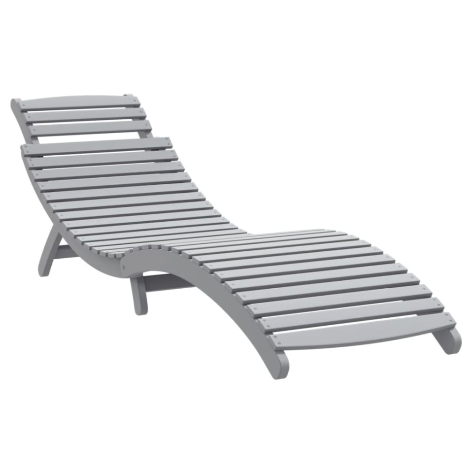 Șezlonguri, 2 buc, gri, 184x55x64 cm, lemn masiv de acacia - 3 | YEO