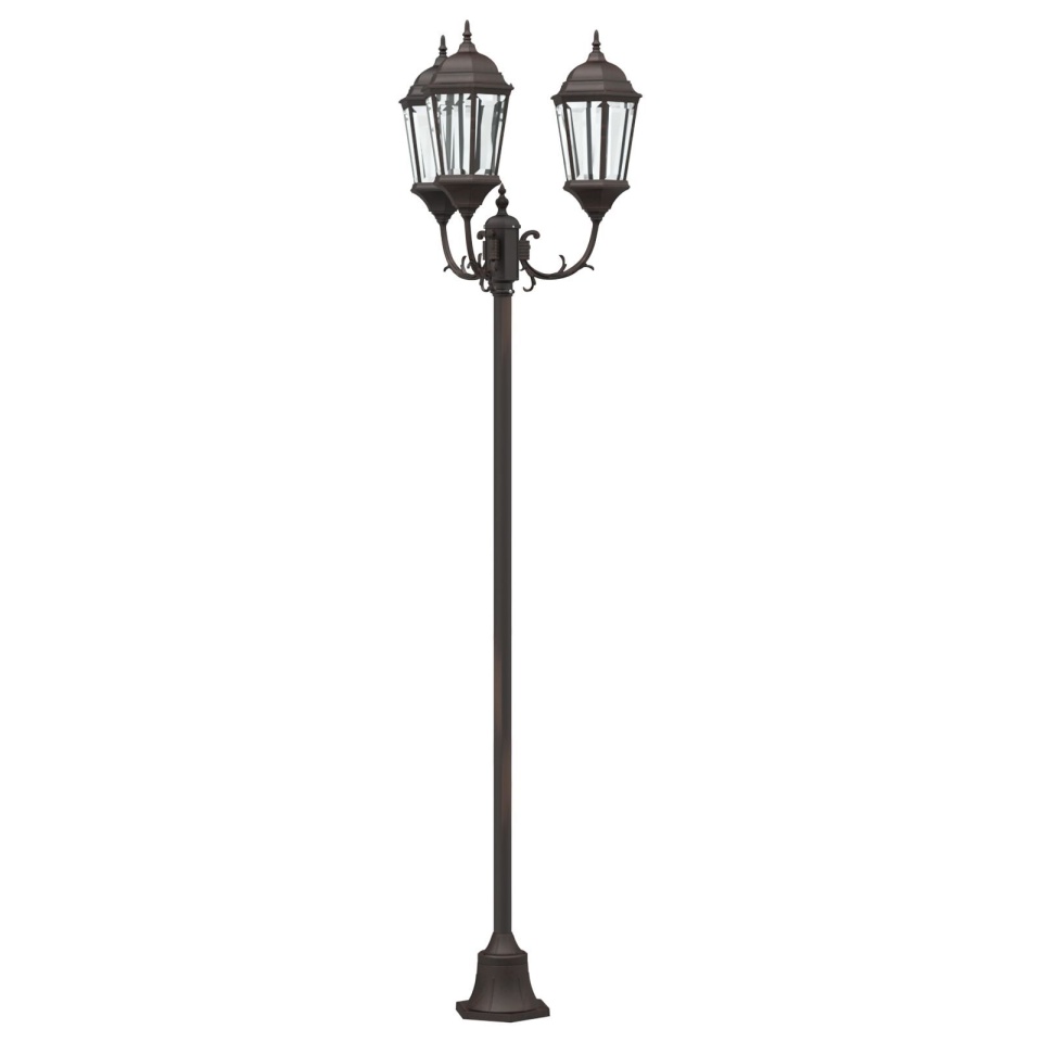 Stâlp de iluminat pentru grădină 3-lămpi E27 Bronz 220 cm Aluminiu - 1 | YEO