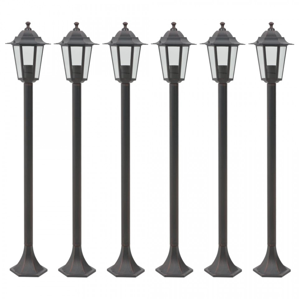 Stâlp iluminare grădină, 6 buc., bronz, 110 cm, aluminiu, E27