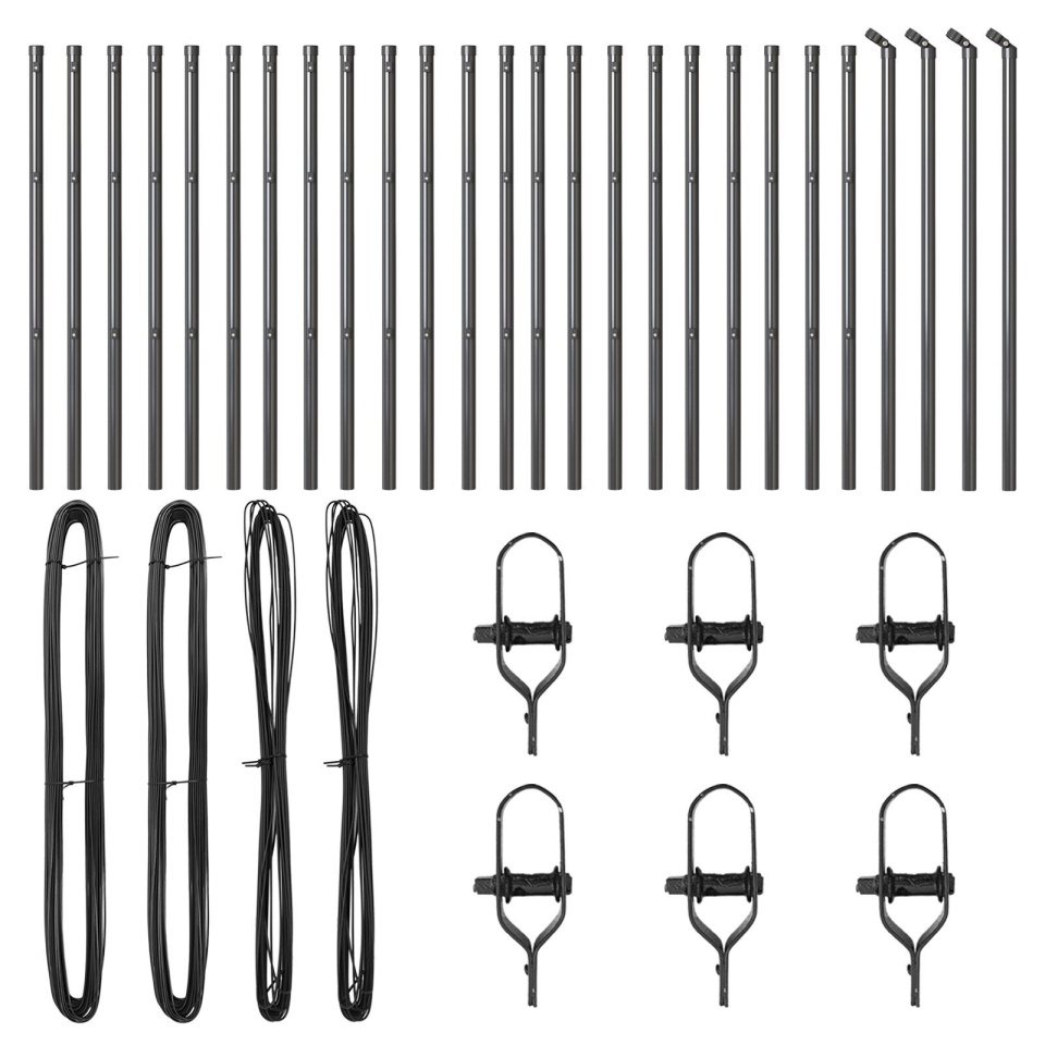 Stâlpi de gard, 26 buc., gri, Ø32 mm, 120 cm, oțel zincat - 1 | YEO