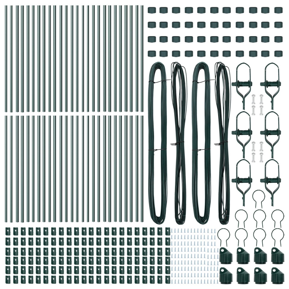 Stâlpi de gard, 52 buc., verde, Ø32 mm, 120 cm, oțel zincat - 2 | YEO