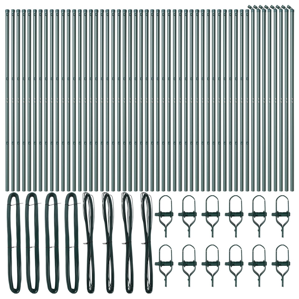 Stâlpi de gard, 52 buc., verde, Ø32 mm, 200 cm, oțel zincat - 1 | YEO