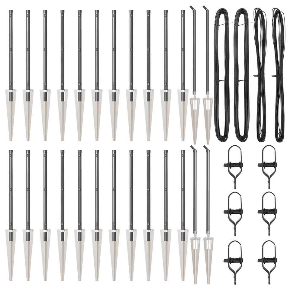 Stâlpi de gard cu vârf 26 buc Ø32 mm 120 cm Oțel galvanizat - 1 | YEO