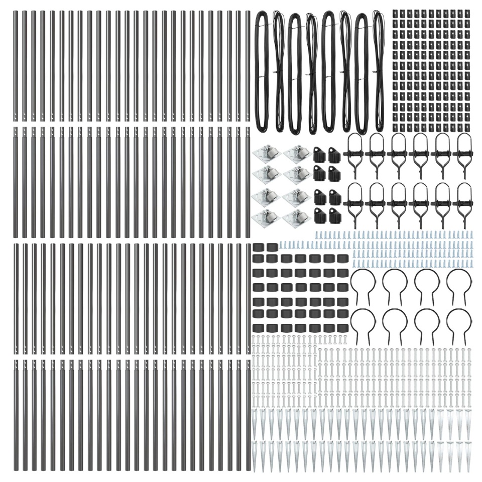 Stâlpi de gard cu vârf 52 pcs Ø32 mm 140 cm Oțel galvanizat - 2 | YEO