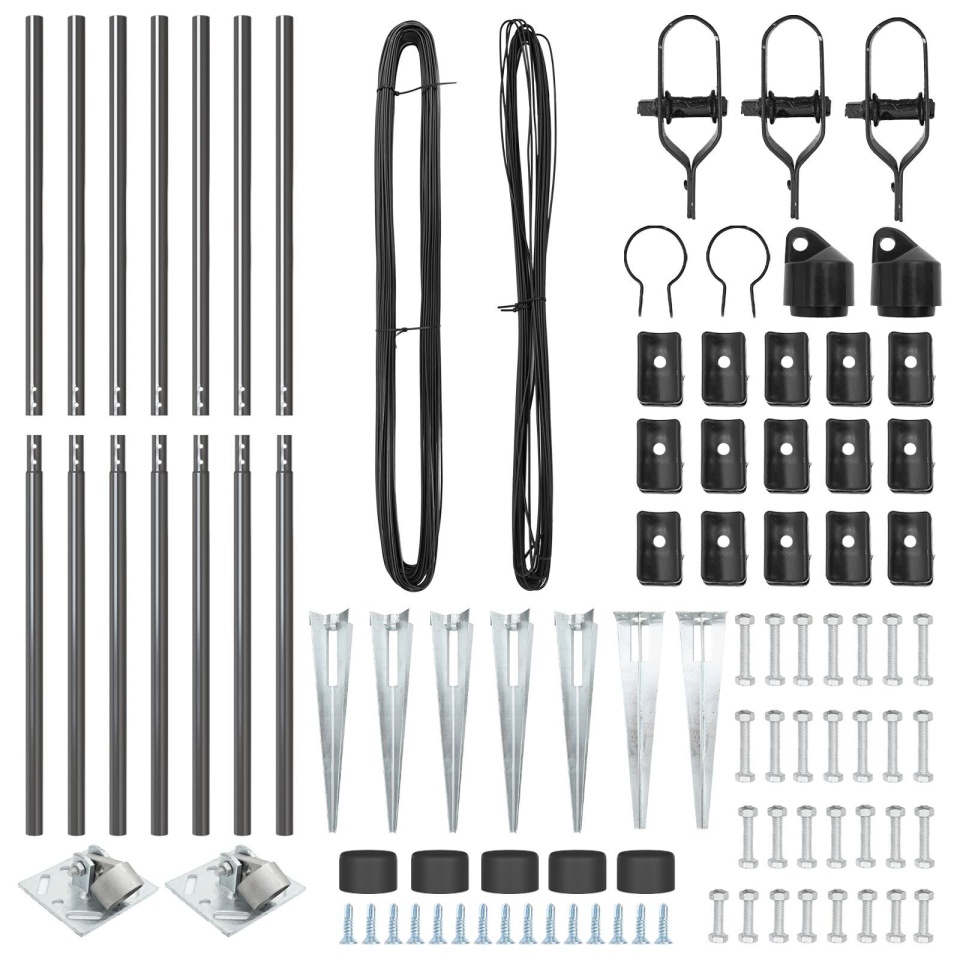 Stâlpi de gard cu vârf 7 buc Ø32 mm 170 cm Oțel galvanizat - 2 | YEO