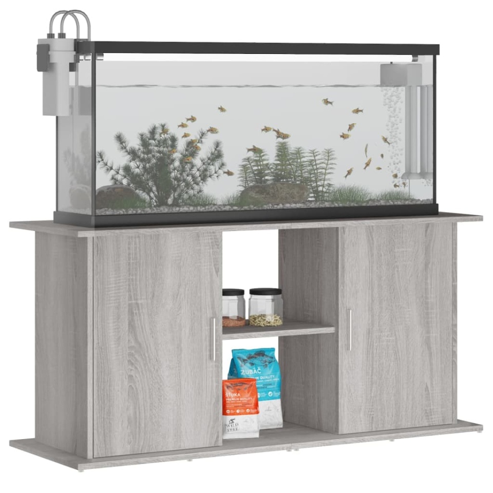 Suport acvariu, gri sonoma, 121x41x58 cm, lemn prelucrat - 2 | YEO