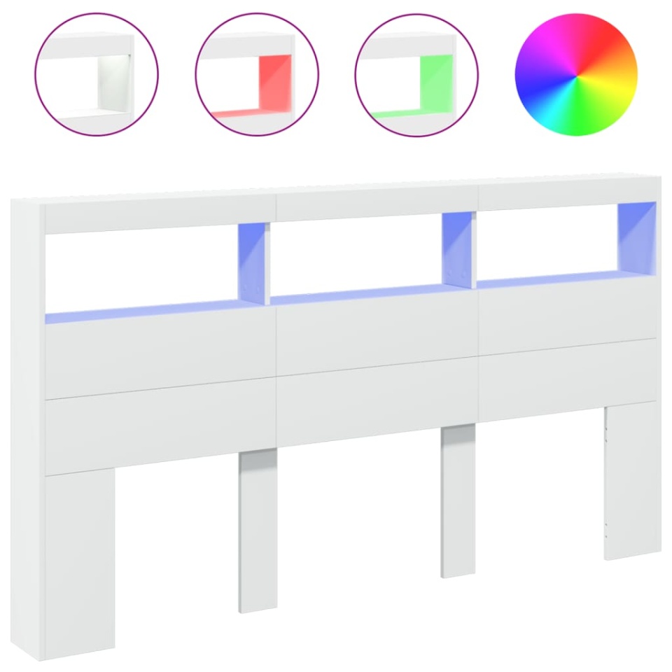 Tăblie cu dulap și LED, alb, 180x17x102 cm - 1 | YEO
