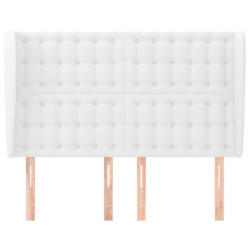 Tăblie de pat cu aripioare, alb, 147x23x118/128 cm, piele eco - 2 | YEO