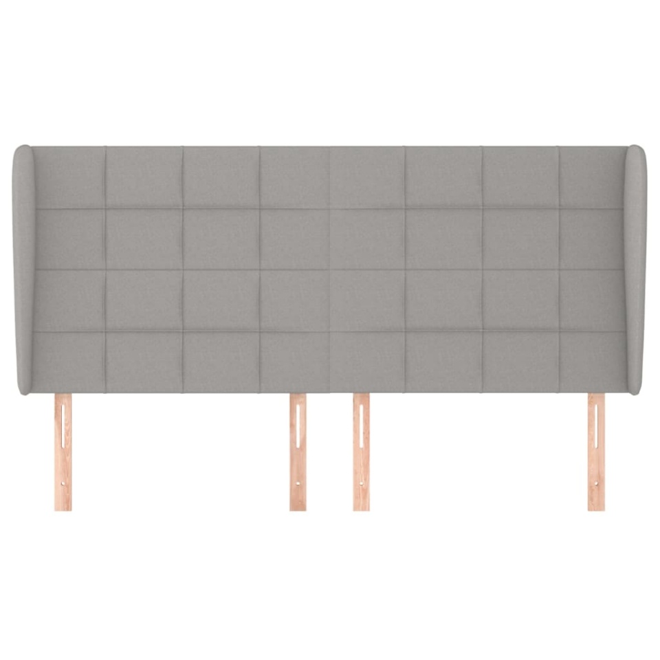 Tăblie de pat cu aripioare gri deschis 163x23x118/128 cm textil - 2 | YEO