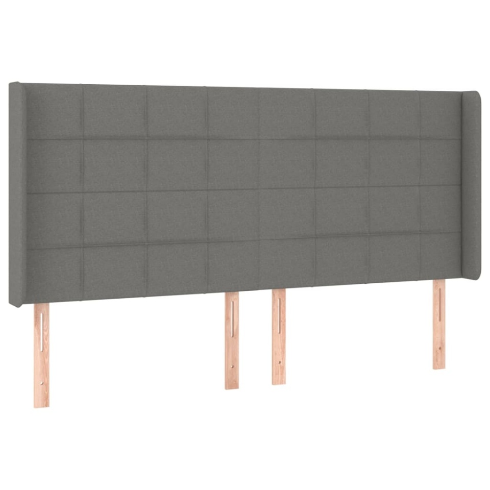 Tăblie de pat cu aripioare gri închis 163x16x118/128 cm textil - 1 | YEO