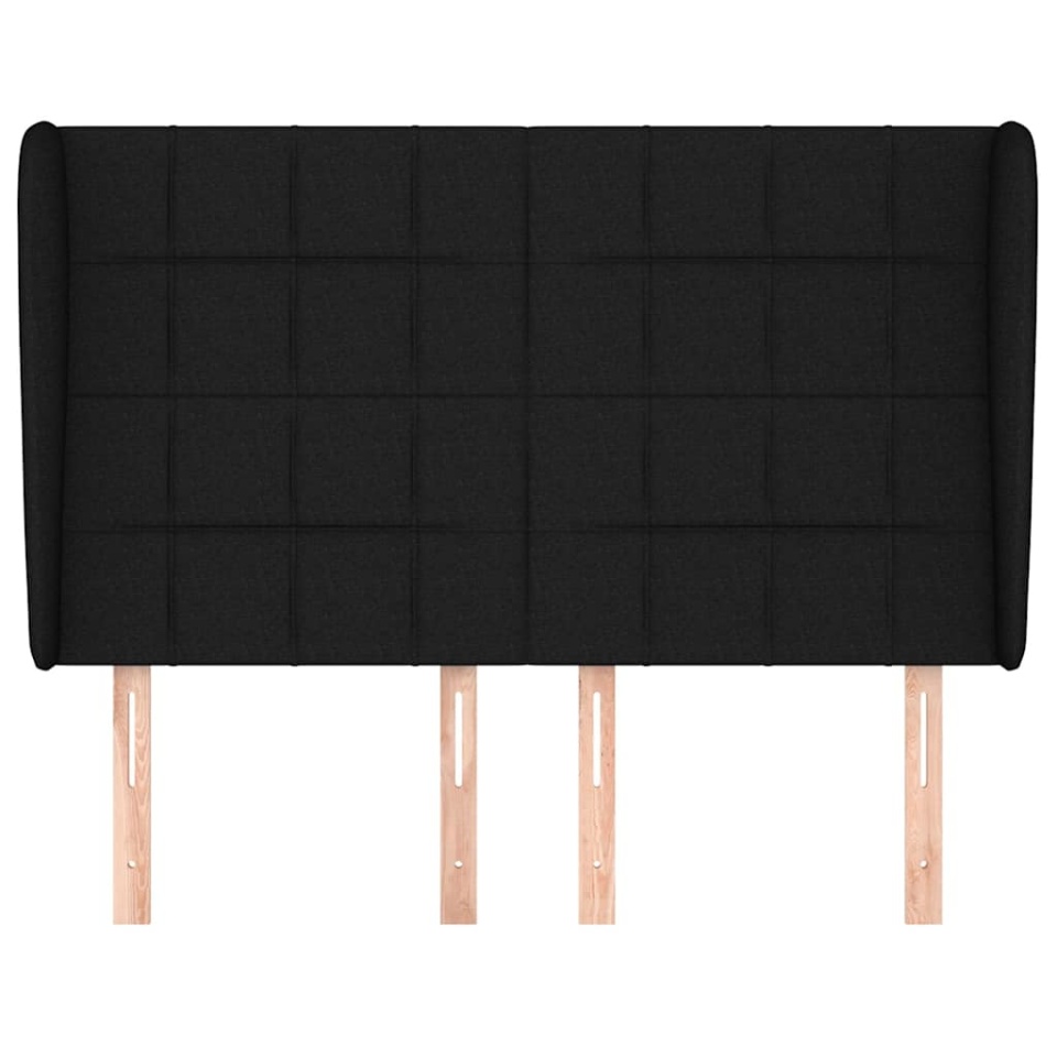 Tăblie de pat cu aripioare, negru, 147x23x118/128 cm, textil - 2 | YEO