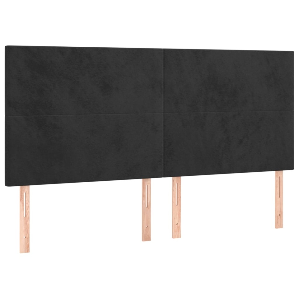 Tăblie de pat cu LED, negru, 183x16x118/128 cm, catifea - 3 | YEO