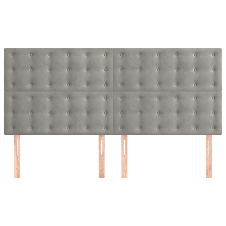 Tăblii de pat, 4 buc, gri deschis, 100x5x78/88 cm, catifea - 2 | YEO