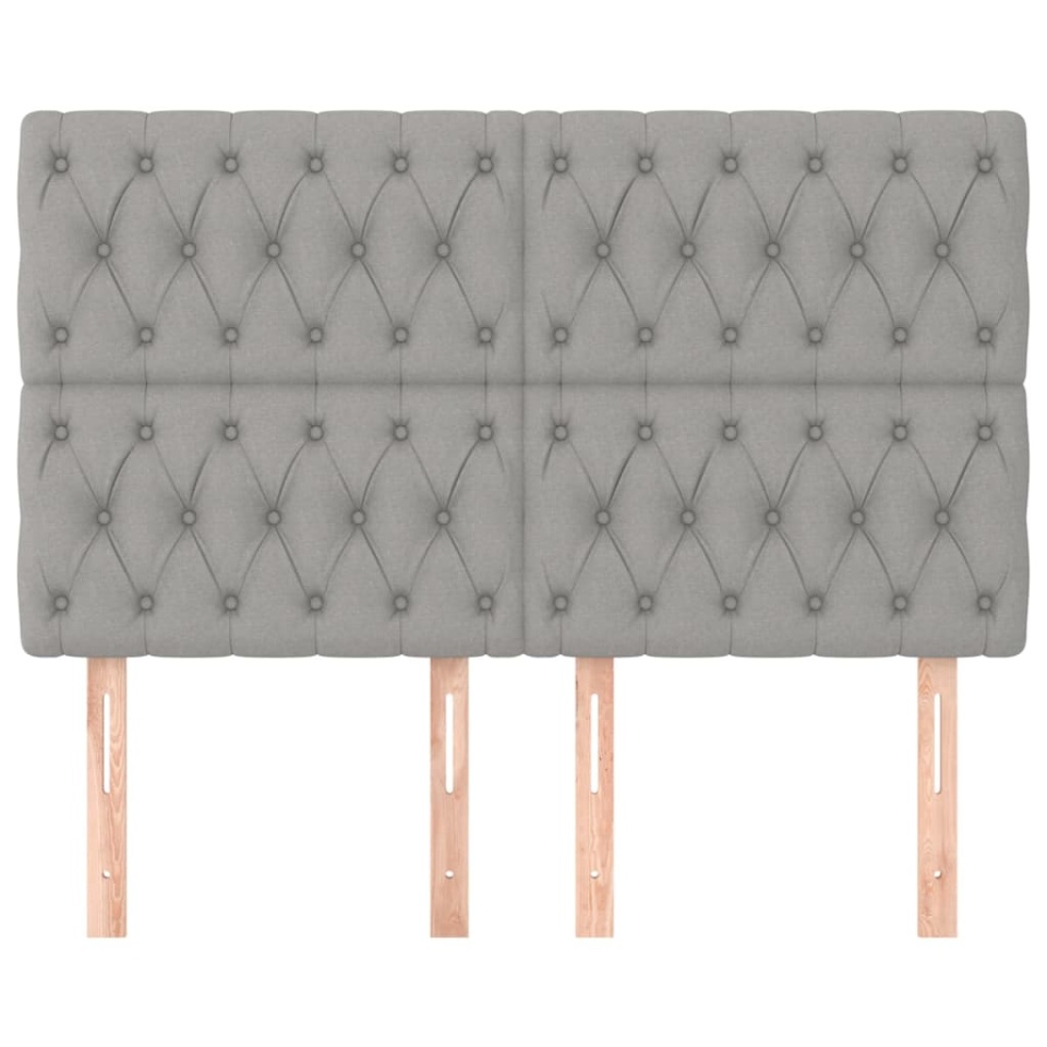 Tăblii de pat, 4 buc, gri deschis, 80x7x78/88 cm, textil - 2 | YEO