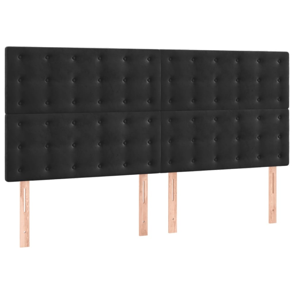 Tăblii de pat, 4 buc, negru, 90x5x78/88 cm, catifea - 1 | YEO