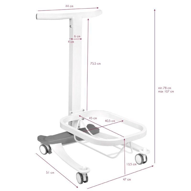 Tavă de pedichiură confortabilă pe roți cu funcție Lift