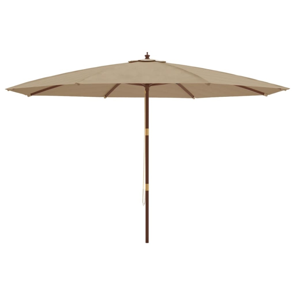 Umbrelă de soare de grădină stâlp din lemn gri taupe 400x273 cm - 3 | YEO