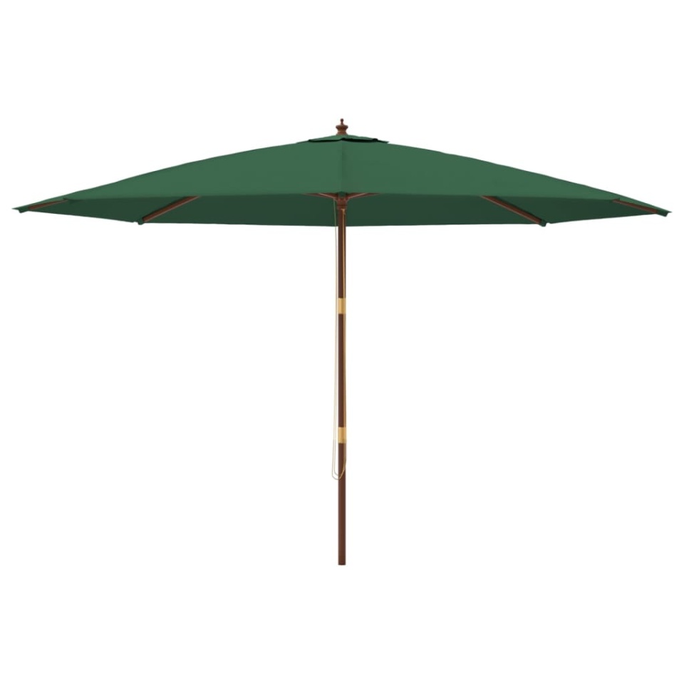 Umbrelă de soare de grădină, stâlp din lemn, verde, 400x273 cm - 2 | YEO