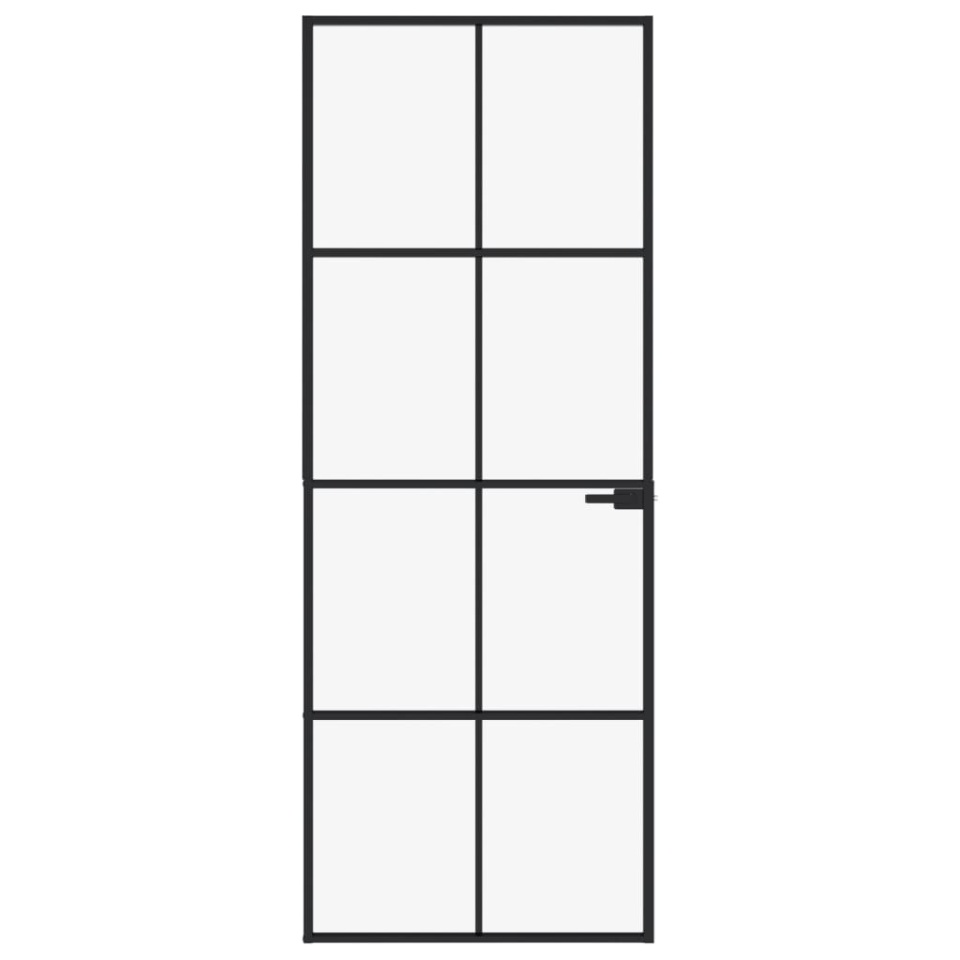 Ușă de interior negru 76x201,5 cm sticlă securiz./aluminiu slim - 2 | YEO