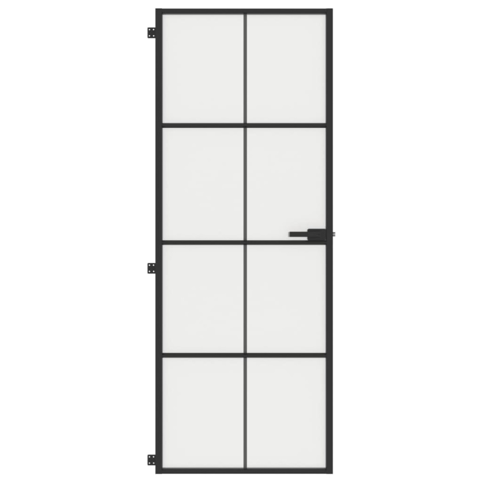 Ușă de interior negru 76x201,5 cm sticlă securiz./aluminiu slim - 2 | YEO