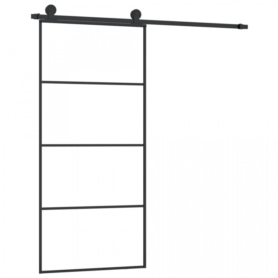 Ușă glisantă cu set feronerie, 90x205 cm, sticlă ESG/aluminiu - 1 | YEO